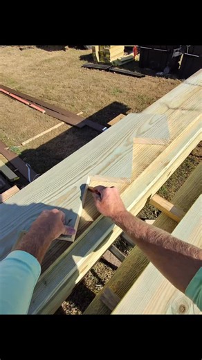 Clint Webb on Instagram: "Cutting stair stringers today using a simple, clean setup. Framing square, clamps, and a straight edge to lay out each cut. Once the first stringer is dialed in, we use it as the template to mark out the rest so everything stays consistent and tight. Building stairs out of treated lumber is all about accuracy, repetition, and taking the time to get that first layout right. Clean lines, solid cuts, and repeatable steps make the build go smooth from start to finish. More 