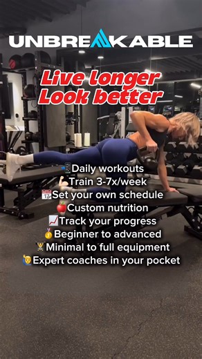 Get Stronger -- Live Longer -- Look Better ➡️ Our programs provide a potent combo of hypertrophy, strength, power, conditioning, & mobility training to get you better results in less time WITHOUT PAIN! Get ready to: ✔️ Build muscle ✔️ Burn fat ✔️ Reclaim your movement health ...in under 60 minutes per workout as little as 3x/week!! Join thousands of members (including myself) inside of Unbreakable today for instant access to elite expert programming, nutritional guidance, on-demand coaching, com