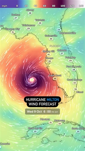 923K views · 847 reactions | Stay safe, Florida. This map show the GFS wind gusts forecast for Hurricane Milton. | Zoom Earth | Facebook