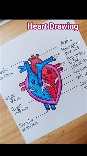 how to draw human heart diagram🫀/ Human Heart Diagram Explained in Simple Way#shorts#viral#fyp#easy