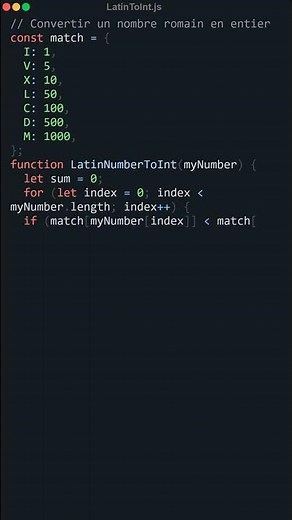 Algorithme convertir un nombre romain vers un entier