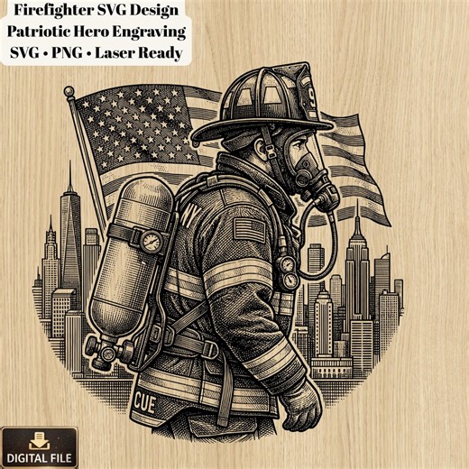 Firefighter SVG | Patriotic Fireman Design | USA Flag SVG | Hero Engraving | Cnclaser Cut Files | Firefighter Gift Svg - Etsy