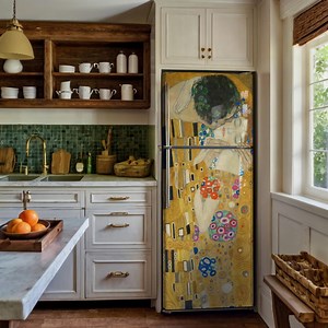 Fridge Wrap Vinyl Peel and Stick, Refrigerator Wrap With the Kiss for Vintage Kitchen, DIY Home Improvement Fridge Skin Wrap CUSTOM SIZE - Etsy