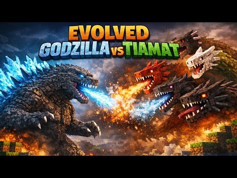 Evolved Godzilla vs Tiamat Epic Battle in Minecraft | Ultimate Kaiju Fight