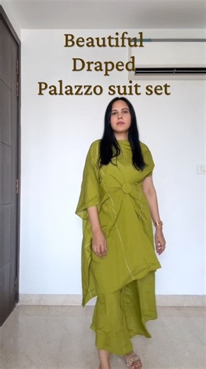 Flipkart Draped Kurta Set 😍 | Cotton Silk Palazzo Kurta Set Ethnic Fusion Look #shorts