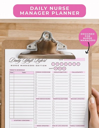 Daily Nurse Shift Report Sheet, Printable Nurse Manager Log, RN RPN Clinical Report, Digital Nursing Handover Form, Doc Director of Care Pdf - Etsy