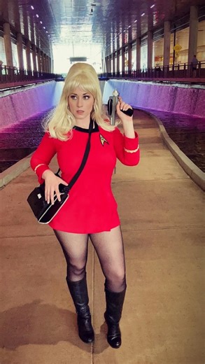 7.5K views · 1.7K reactions | POV you’re a camouflaged alien following Yeoman Rand while exploring on an away mission, and she spots you  I have SO much I’ve been waiting to post until the strike was over so let’s start out with some good ol’ classic Star Trek : @sarahspectre #startrek #janicerand #yeomanrand #startrektos #startrekcosplay #trekkie #llap | Samurai Jill | Facebook