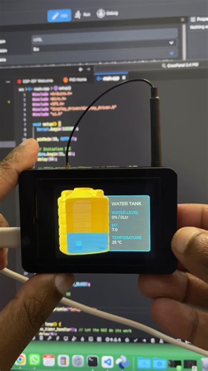 nishad2m8 on Instagram: "WIP: Wireless Water Tank Monitor Using @elecrow_official​⁠ CrowPanel ESP32-S3 2.4” + LoRa Module + LVGL"