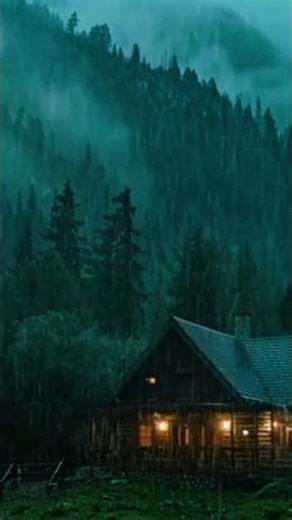 Cozy Mountain Village Rain | Calm Nature Ambience ⛰️