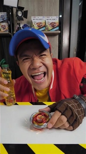 เมื่อผมลองหยอดน้ำมันใส่ Beyblade... 😱🤯 #BeybladeX #คู่มือมนุษย์ #shorts