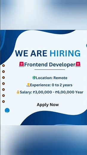 💻 Urgent Hiring! Frontend Developer (React.js) | Remote Job for Freshers 🚀 #shorts #ytshorts