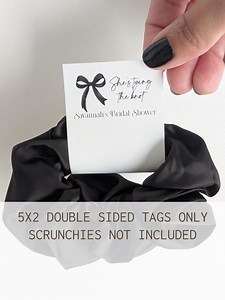 Scrunchie Tags Size 5x2", Tags ONLY, Black Bow Bridal Shower Gifts, She's Tying the Knot Favor Scrunchies, Pink Coquette Bridal Favors - Etsy