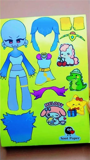 Galaxy Princess Paper Doll 💙✨ DIY Chibi Craft #art #drawing #doodle #paperdoll #diy #unboxing