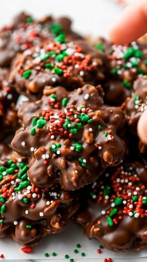 Chocolate Haystack Clusters | No-Bake Crunchy Holiday Bites 🍫🎄 These are the treats I whip up when I need something quick, foolproof, and totally irresistible! Crunchy, chocolatey, and festive with sprinkles — they disappear fast at cookie swaps and parties! Ingredients: 1½ cups semi-sweet chocolate chips ½ cup butterscotch chips (optional but delicious!) 1½ cups chow mein noodles or pretzel sticks ....... #nobakecookies #chocolatehaystacks #holidaytreats #easyrecipes #fblifestyle | Sweet Magi