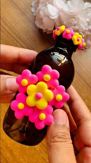 DIY clay bottle art 🌸✨ #clayartidea #diy #bottleart #claybottleart #clayvideos