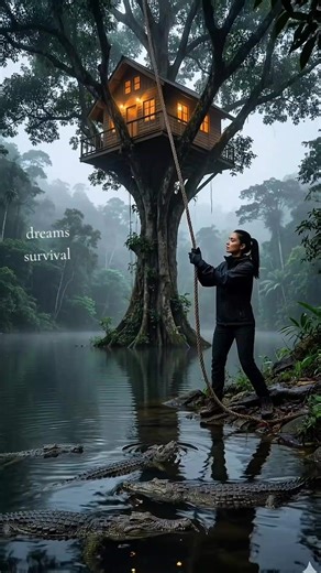 Survival Treehouse Bunker Above a Lake