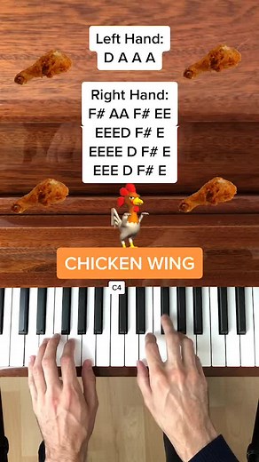Learn the Chicken Wing Song on Piano - Easy Tutorial