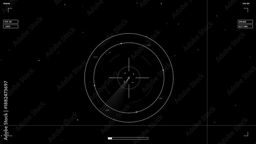 A scifi HUD element featuring circular patterns and lines on a black background. It is designed for video creators or web designers to use in projects.