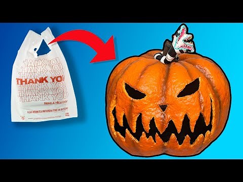 Make a Pumpkin Head with Plastic Bags DIY