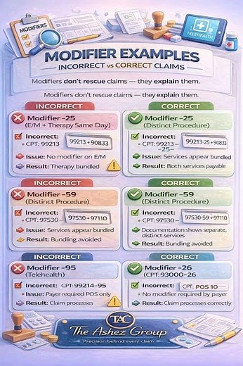 🧾 Modifier Errors = Preventable Denials #theashezgroup
