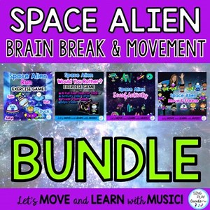 Space Alien Brain Break, Exercise Workout and Movement Activity Bundle