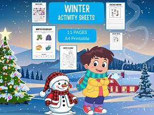 Winter Activity Sheets for Kids – 11 Page Printable Worksheets – A4 PDF – Instant Download - Etsy