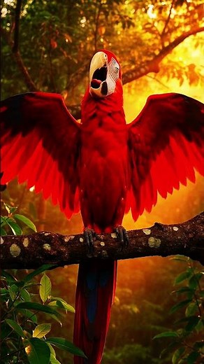 Relaxing Scarlet Macaw Bird Sounds in Tropical Rainforest 🌿🐦