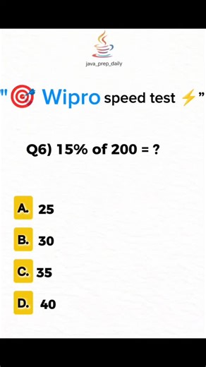 Java . Interview questions . Aptitude questions on Instagram: "Follow for more👉@java_prep_daily #viral #explorepage✨ #wipro #aptitudequestions #interview"