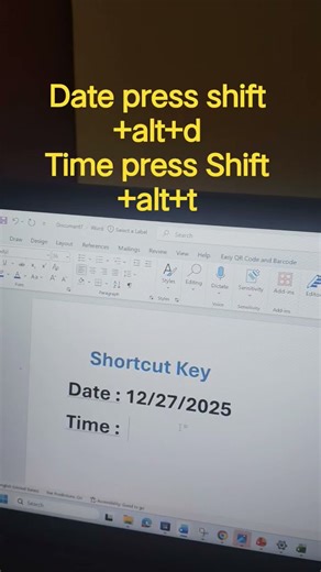 The MS word shortcut for current date & Time That updates automatically - secret Hack #msword #tips