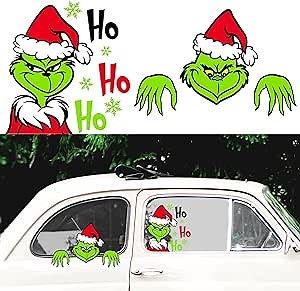 Christmas Car Decals Stickers,Cute Anime Car Window Stickers Decals for Christmas Car Decorations Accessories