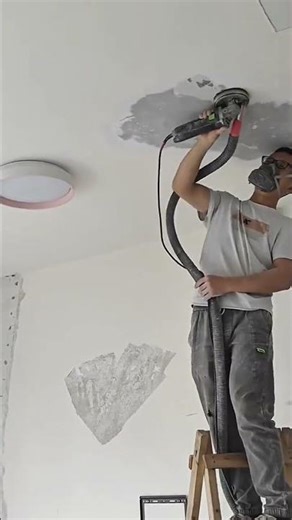 High-precision ceiling sanding technique with smooth even clean results ready for perfect finishing