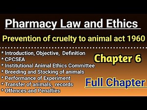 Prevention of cruelty to animal act 1960 in hindi || Pharmacy law and ethics chapter 6 in hindi