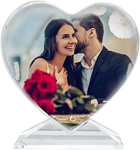 Customized Gifts with Pictures, Personalized Custom Photo Gifts, Crystal Heart Photo Gift, Custom Crystal Photo Frame, Wedding Gifts, Custom Gift for Girlfriend, Photo On Glass Custom With Gift Box