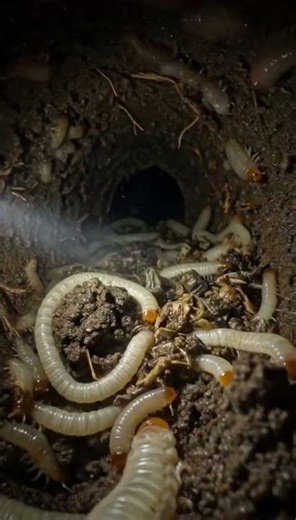 POV: Inside a Maggot Colony with a Micro Camera:#AnimalPOV #MicroWorld #ScientificFootage