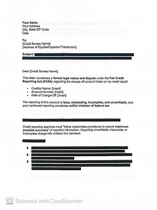 Letter Template - Charge off Removal Letter - Etsy