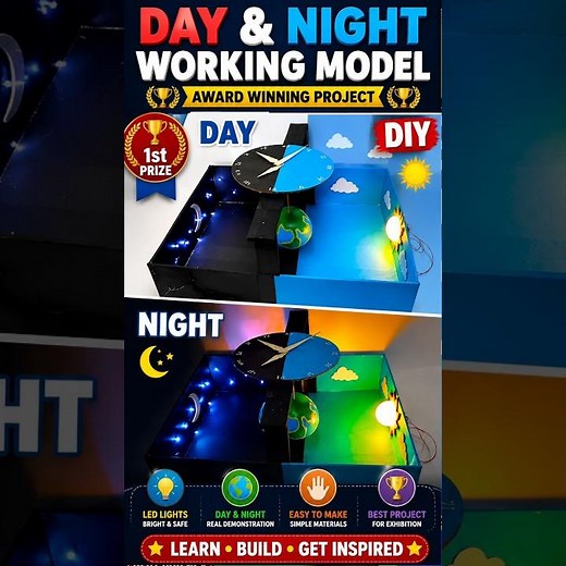 day and night working model for science project exhibition - diy - howtofunda - shorts