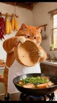 “Gardener Cat Harvesting Fresh Beans | Cute Cat Farming Life 🌱🐱