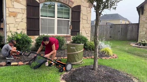 Rachmi 47 Gallon Collapsible Trash Can 2-Pack with Hard Bottom | Extra Large Reusable Yard Leaf Waste Bag Outdoor Pop Up Recycle Bin for Camping, Green