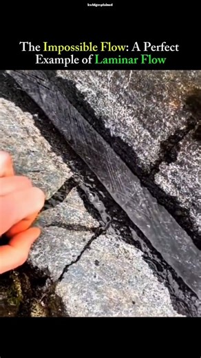 TheExplainer on Instagram: "This captivating video captures a truly mesmerizing phenomenon: a perfect example of laminar flow. Watch as the water moves with such uniform velocity and minimal mixing that it appears less like a fluid and more like a sheet of dark, flowing glass, sliding effortlessly down the rock channel. This smooth, ordered movement is a stunning real-world demonstration of fluid mechanics and the concept of a low Reynolds number, making for incredibly satisfying and beautiful v