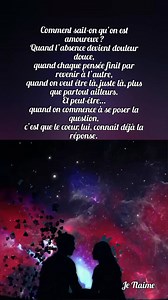 Comment sait-on qu’on est amoureux ? Quand l’absence devient douleur douce, quand chaque pensée finit par revenir à l’autre, quand on veut être là, juste là, plus que partout ailleurs. Et peut-être… quand on commence à se poser la question, c’est que le cœur, lui, connaît déjà la réponse. | Je Ttaime
