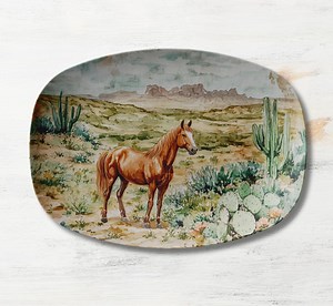 Horse Platter - Southwest Style Watercolor Horse Platter, Western Dinnerware, Farmhouse Style Kitchen Dishes, Gift for Horse Lover, Western - Etsy
