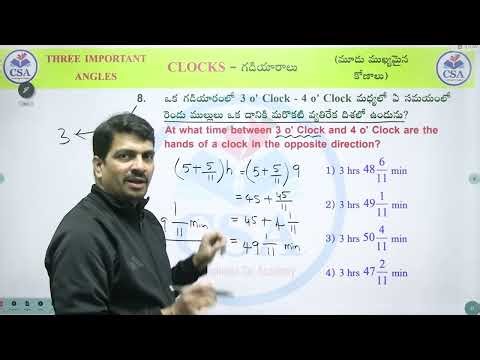 05. CLOCKS / Practice Questions Of Three Imp Angles/ CSA Vijay sir / Cherrishmaa Sai Academy.