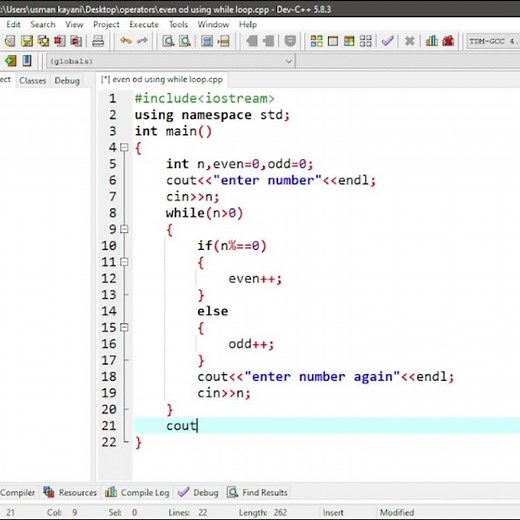 Mastering Even and Odd Numbers with While Loops/ #c #shorts.