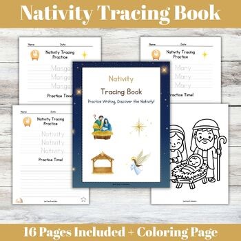 Nativity Tracing Worksheets | Christmas Handwriting Practice   Coloring Page