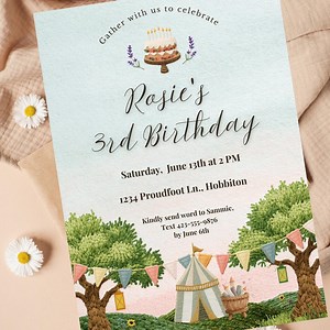 Hobbit Inspired Girl Birthday Invitation | Woodland Fantasy | Storybook Party Invite | Editable Canva Template | Enchanted Garden Birthday - Etsy Australia