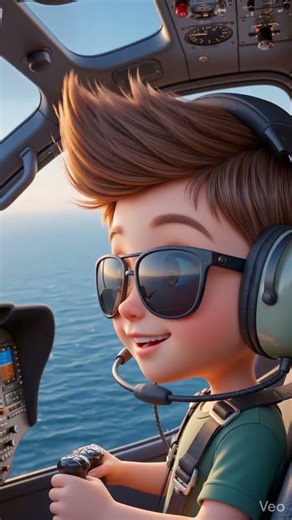 A Boy in A Halicopter #cartoon