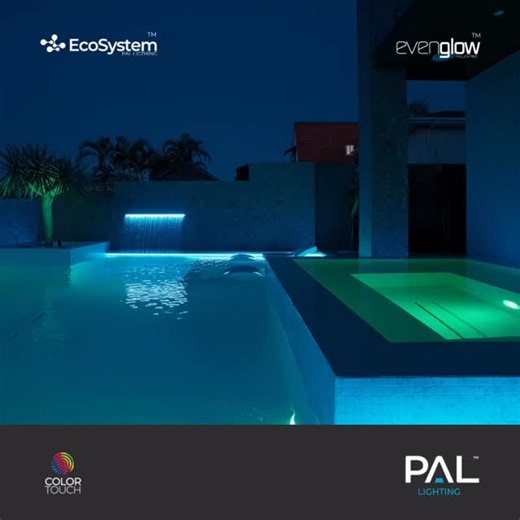 PAL Lighting on Instagram: "Some long and slow cinematic angles of this modern waterfront pool and spa combination, featuring PAL Evenglow pool lighting, strip lighting, and a lit WaterBlade with colour-coordinated sections and movement for an immersive night-time pool experience. #pallighting #lightlikeyoumeanit #pooltech #poollights #L&Vpools"