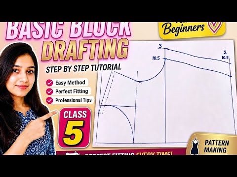 Day 5✨ Basic block drafting 🪜 by🪜 Tutorial | Step by Step Pattern Making for Beginners #ytvideo
