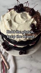 Dark chocolate, whipped cream, and juicy cherries — this gluten-free Black Forest cake is pure Valentine’s comfort. Rich, dramatic, and made for sharing (or not). 🤎🍒 ✨ Comment “save” and I’ll DM you the recipe OR search “MamaGourmand gluten free Black Forest cake” in your browser 💛 #glutenfree #blackforestcake #valentinesdessert #glutenfreebaking | MamaGourmand - Gluten Free