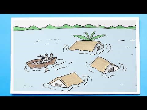 🌊 Quick and Easy Flood Drawing Tutorial - Perfect for beganners 🎨